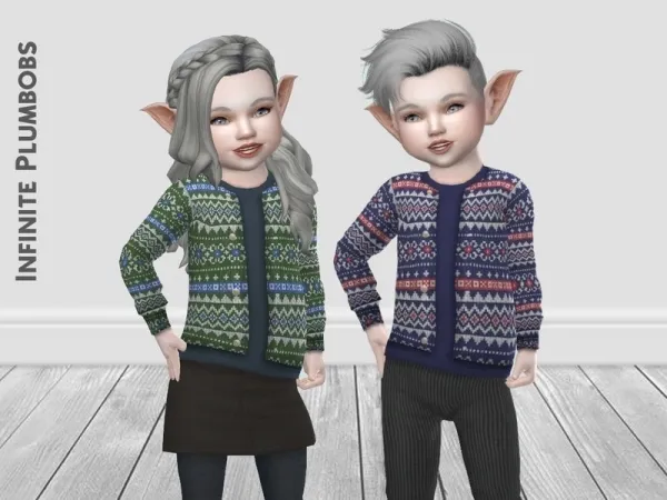 Maxis Match InfinitePlumbobs' IP Toddler Christmas Knit Cardigan - The Sims 4 Custom Content
