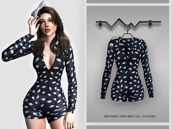 Alpha busra tr's Nightwear BD392 - The Sims 4 Custom Content
