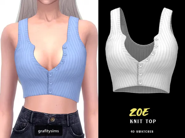 Maxis Match Zoe Knit Top - The Sims 4 Custom Content