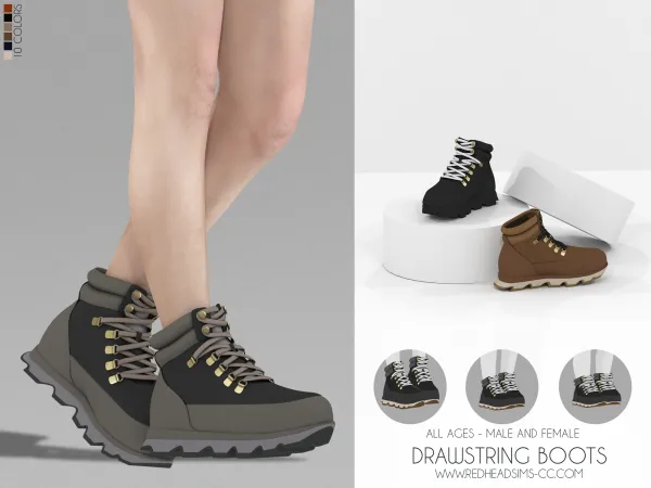 Alpha DRAWSTRING BOOTS MALE AND FEMALE - The Sims 4 Custom Content