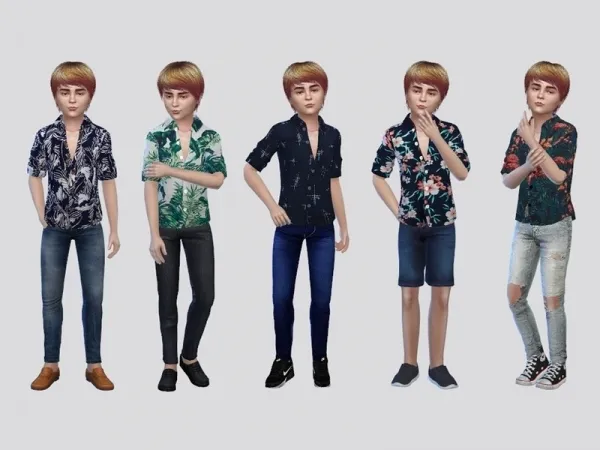 Maxis Match McLayneSims' True Colors Printed Shirt Boys - The Sims 4 Custom Content