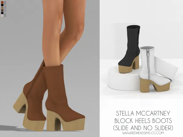 Alpha STELLA MCCARTNEY BLOCK HEELS BOOTS SLIDER AND NO SLIDER VERSION - The Sims 4 Custom Content