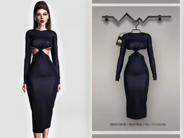 Alpha busra tr's Midaxi Dress BD393 - The Sims 4 Custom Content