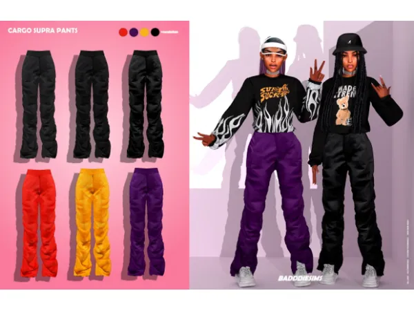 Alpha CARGO SUPRA PANTS by BADDDIESIMS - The Sims 4 Custom Content