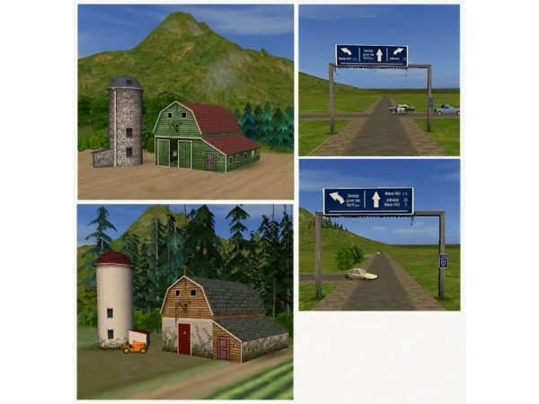 Hood deco pinewoods buildings and signs by Gwenke33 - The Sims 2 Custom Content