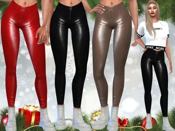 Maxis Match Saliwa's Female Leather Casual Pants - The Sims 4 Custom Content