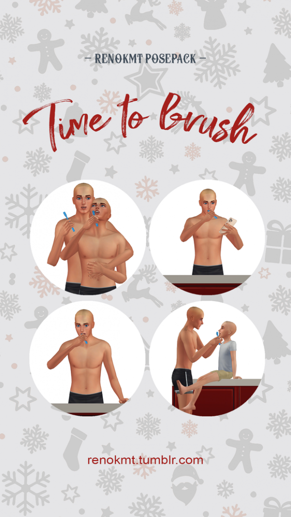 Alpha [RenOKMT] Time to brush Posepack by simsfinds - The Sims 4 Custom Content