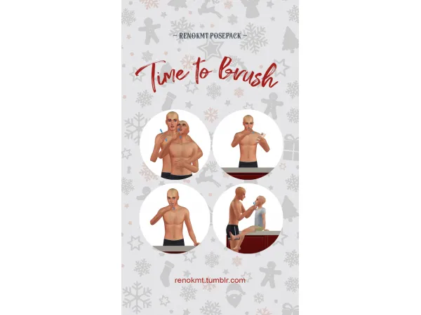 Alpha [RenOKMT] Time to brush Posepack by Ren Okamoto - The Sims 4 Custom Content