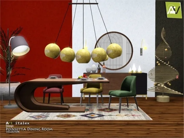 ArtVitalex's Holiday Wonderland Poinsettia Dining Room - The Sims 3 Custom Content