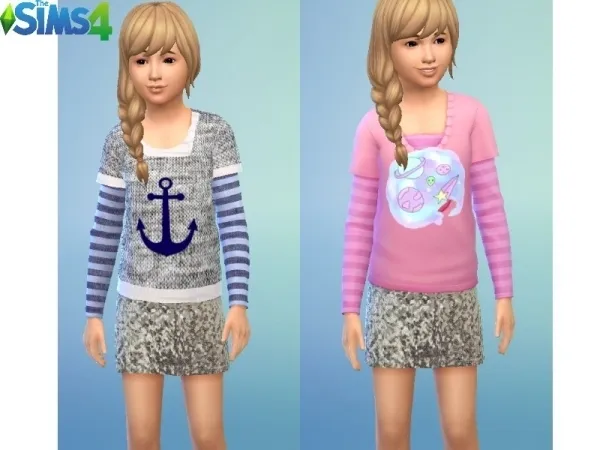 Alpha GalaxyUnicorn1's Autumn Top For Girls - The Sims 4 Custom Content