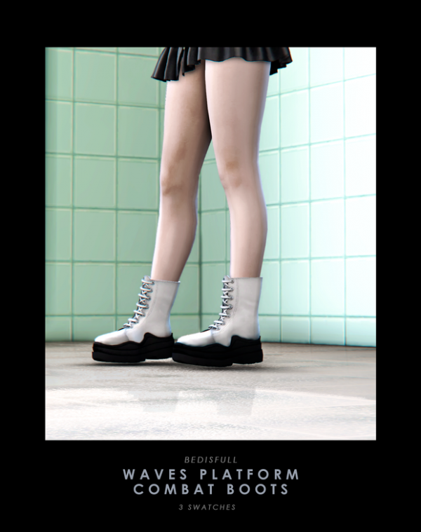 Alpha BED_TS4 FM Waves platform combat boots by simsfinds - The Sims 4 Custom Content
