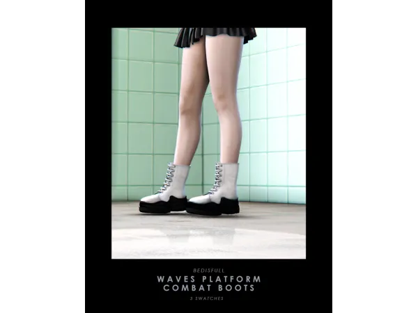 Alpha BED_TS4 FM Waves platform combat boots by bedisfull - The Sims 4 Custom Content
