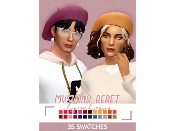 Maxis Match Myshuno Beret Recolor by peachiiesims - The Sims 4 Custom Content