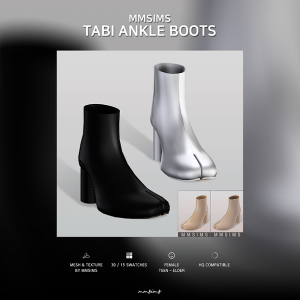 Alpha MMSIMS Tabi ankle boots by simsfinds - The Sims 4 Custom Content