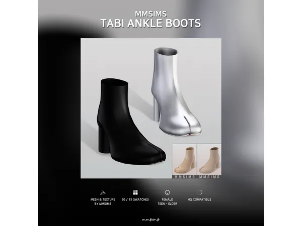 Alpha MMSIMS Tabi ankle boots by MMSIMS - The Sims 4 Custom Content