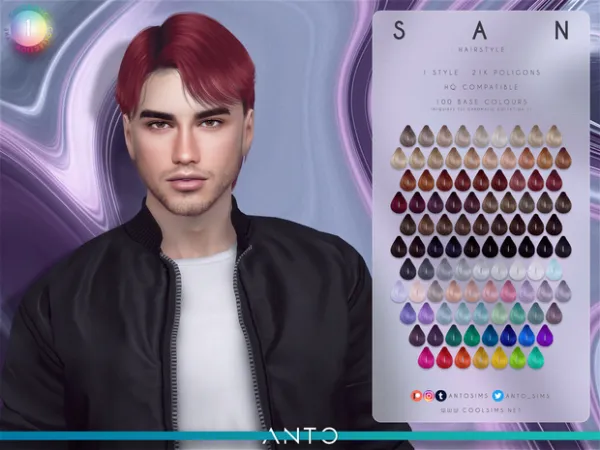 Alpha San hairstyle by antosims - The Sims 4 Custom Content