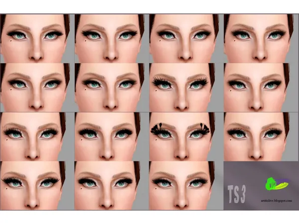 Retext [Sintiklia]Glamorous eyelashes set super coal black V73 - The Sims 3 Custom Content