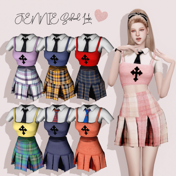 Alpha [RIMINGs] JENNIE School Look by simsfinds - The Sims 4 Custom Content