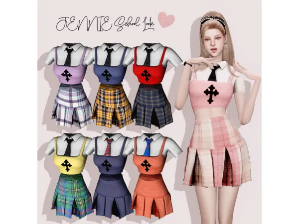 Alpha [RIMINGs] JENNIE School Look by RIMINGS - The Sims 4 Custom Content