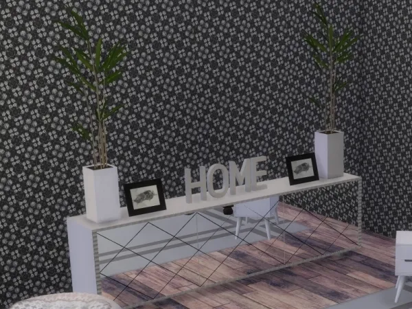 Alpha gamewithcraig02's black and white flowers wallpaper - The Sims 4 Custom Content