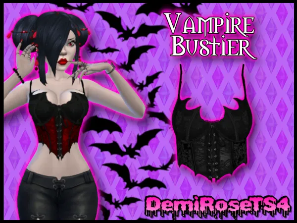 Maxis Match Vampire bustier by DemiRose - The Sims 4 Custom Content