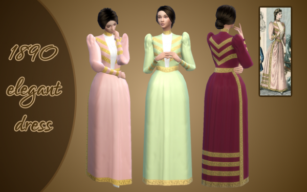 Maxis Match 1890 elegant dress by simsfinds - The Sims 4 Custom Content