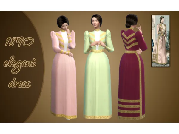 Maxis Match 1890 elegant dress by Vintage Simstress - The Sims 4 Custom Content