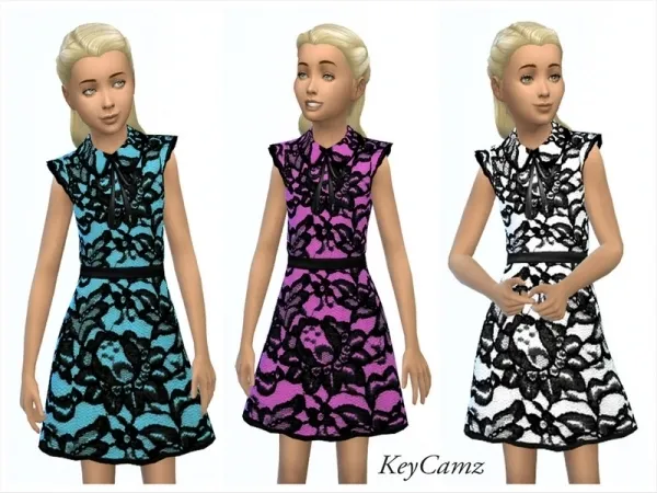 Maxis Match ErinAOK's KeyCamz Girl's Lace Dress 1224 (Romantic Garden Needed) - The Sims 4 Custom Content