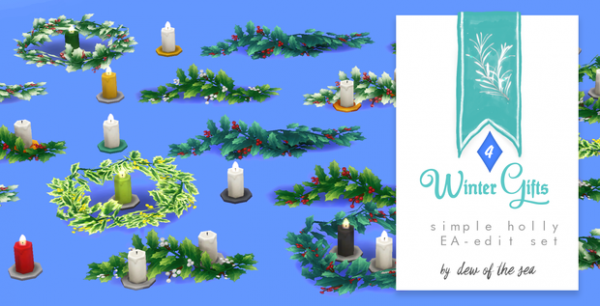 Maxis Match Winter Gifts simple holly EA edit set by simsfinds - The Sims 4 Custom Content