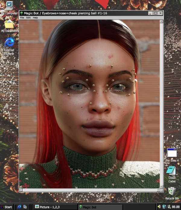 Alpha Eyebrowsnosecheek piercing ball 1 16 by simsfinds - The Sims 4 Custom Content