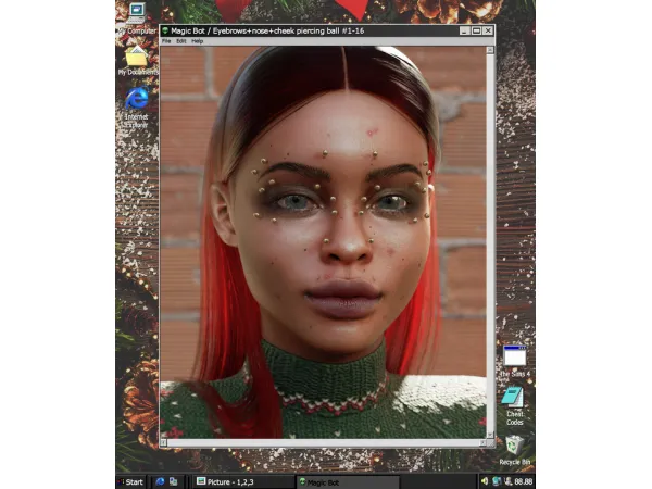 Alpha Eyebrowsnosecheek piercing ball 1 16 by MAGIC BOT - The Sims 4 Custom Content