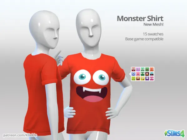Maxis Match Monster Shirt by Kliekie - The Sims 4 Custom Content