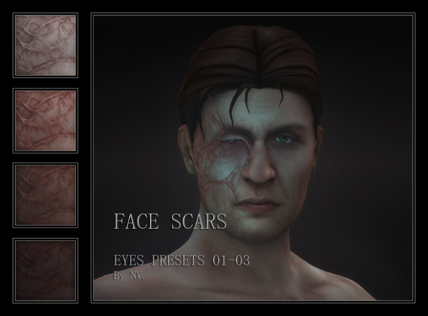 Alpha FACE SCARS EYES PRESETS 01 03 by simsfinds - The Sims 4 Custom Content