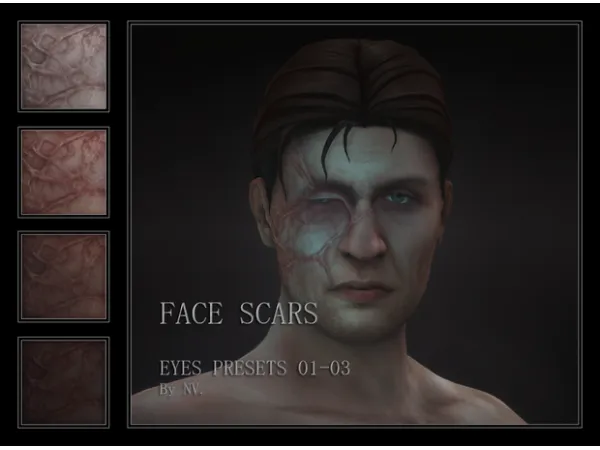 Alpha FACE SCARS EYES PRESETS 01 03 by NV Games - The Sims 4 Custom Content
