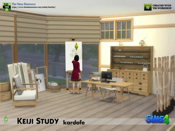 Maxis Match kardofe_Keiji Study - The Sims 4 Custom Content