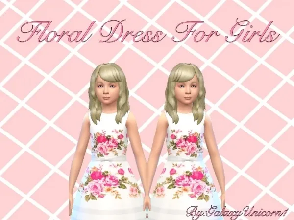 Alpha GalaxyUnicorn1's Floral Party Dress For Girls - The Sims 4 Custom Content