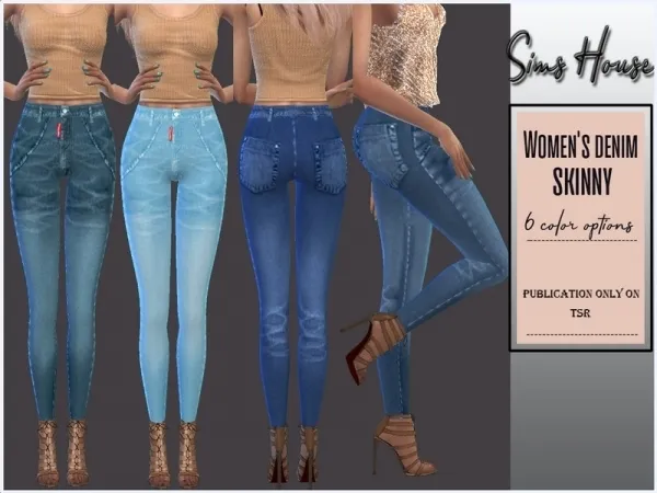Maxis Match Sims House's Women's denim skinny - The Sims 4 Custom Content