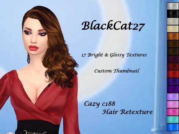 Alpha BlackCat27 Cazy 188 Hair Retexture - The Sims 4 Custom Content