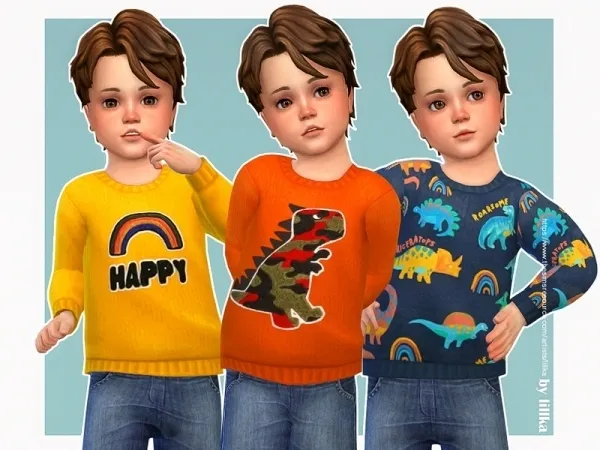 Maxis Match lillka's Dinosaur Winter Sweater - The Sims 4 Custom Content
