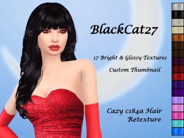 Alpha BlackCat27 Cazy Lisa Hair Retexture (c184a) - The Sims 4 Custom Content