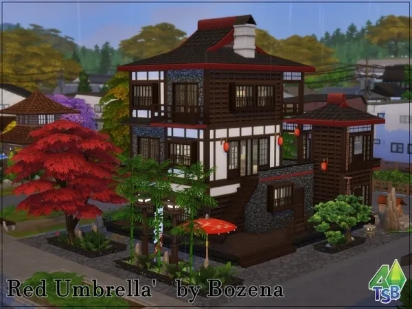 Alpha bozena's Red Umbrella - The Sims 4 Custom Content