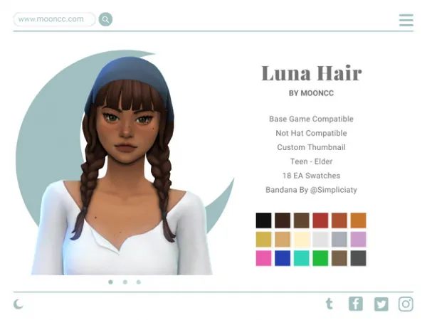 Maxis Match Luna Hair by Moon CC - The Sims 4 Custom Content