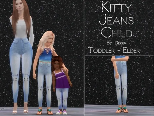 Maxis Match Dissia's Kitty Jeans Child by thesimsresource - The Sims 4 Custom Content