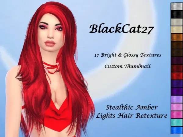 Alpha BlackCat27 Stealthic Amber Lights Hair Retexture - The Sims 4 Custom Content