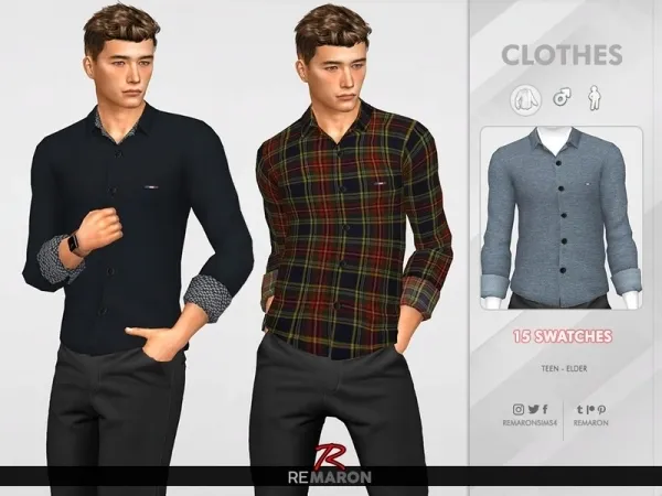 Maxis Match remaron's Formal Shirt for Men 01 - The Sims 4 Custom Content