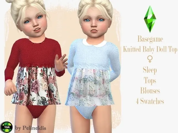 Alpha Pelineldis' Toddler Knitted Babydoll Top - The Sims 4 Custom Content