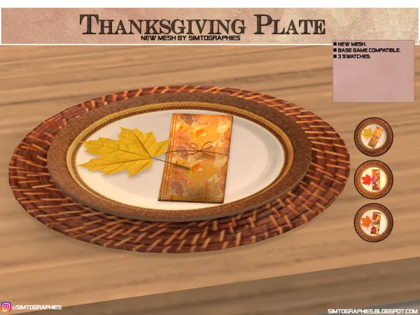 Alpha Thanksgiving Plate by simtographies - The Sims 4 Custom Content