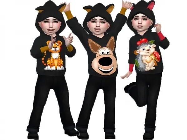 Maxis Match TrudieOpp's Animal Hoodie top recolor (Toddler stuff) - The Sims 4 Custom Content
