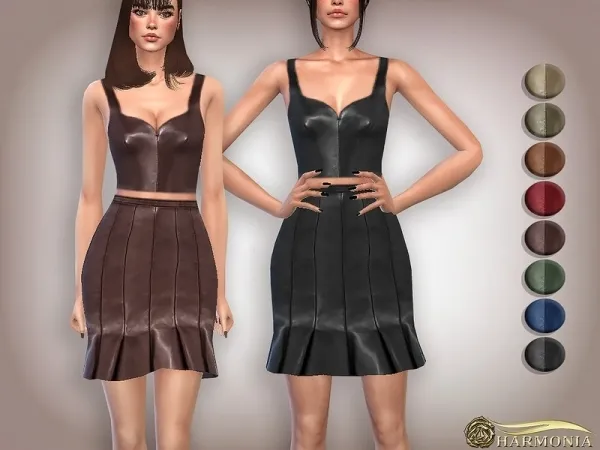 Maxis Match Harmonia's Sleeveless Vegan Leather Crop Top - The Sims 4 Custom Content