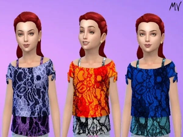 Alpha MeuryVidal's Children's lace blouse - The Sims 4 Custom Content